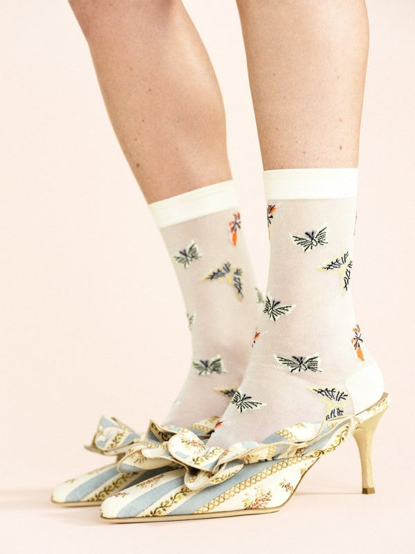 Theona Sheer Crew in White - The Shoe Hive