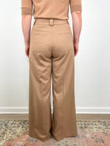 Tiffany Mid - Waisted Wide Leg Trouser in Camel - The Shoe Hive