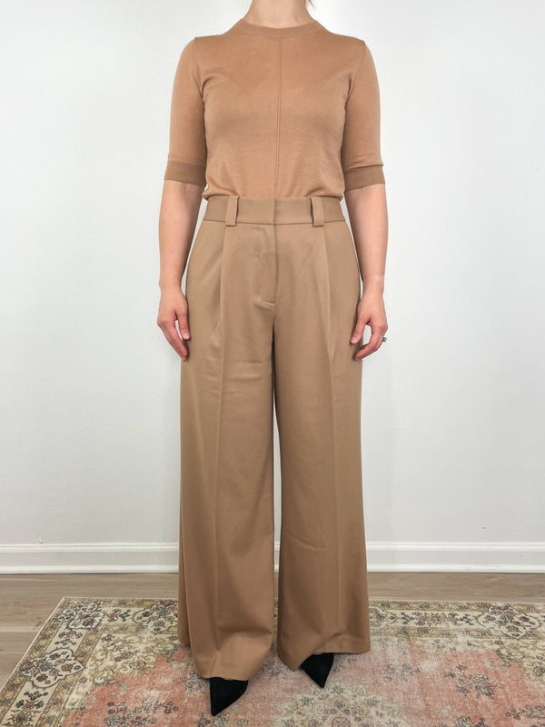 Tiffany Mid - Waisted Wide Leg Trouser in Camel - The Shoe Hive