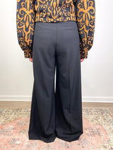 Tiffany Mid Waisted Wideleg Trouser in Black - The Shoe Hive