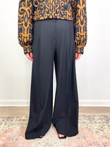 Tiffany Mid Waisted Wideleg Trouser in Black - The Shoe Hive