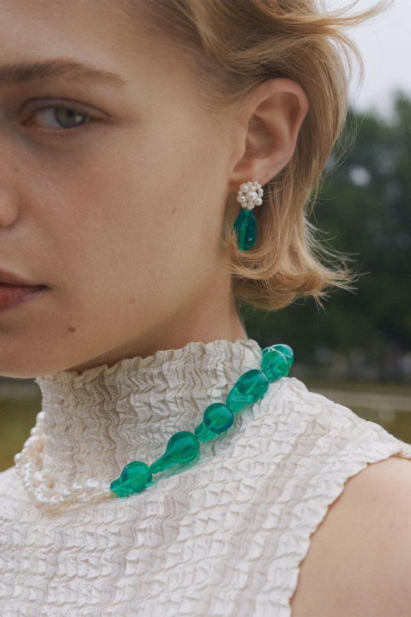 Tra - la - la Earrings Green Resin w/FWP - The Shoe Hive