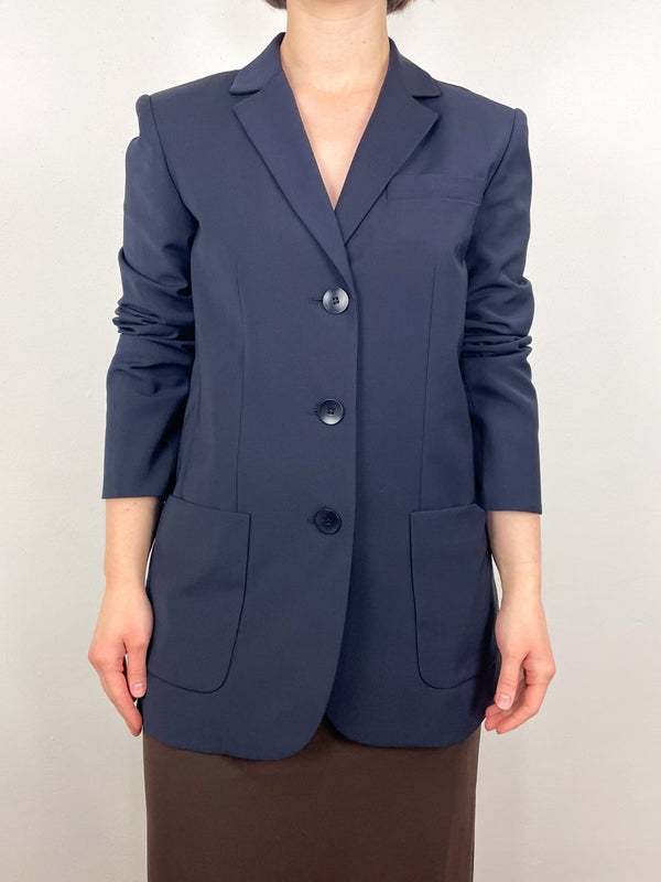 Tropical Wool Max Blazer in Navy - The Shoe Hive