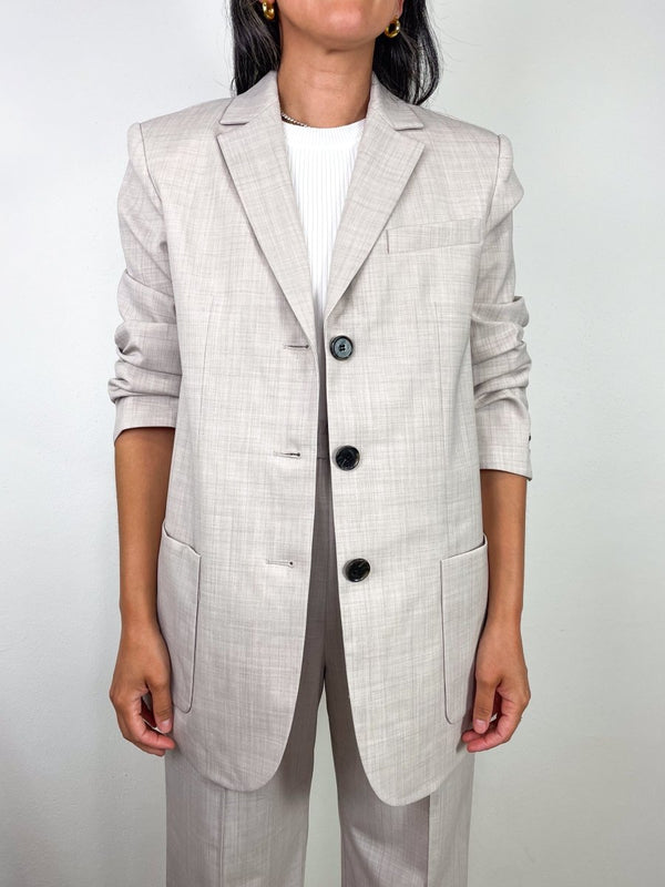 Tropical Wool Max Blazer in Oatmeal Melange - The Shoe Hive