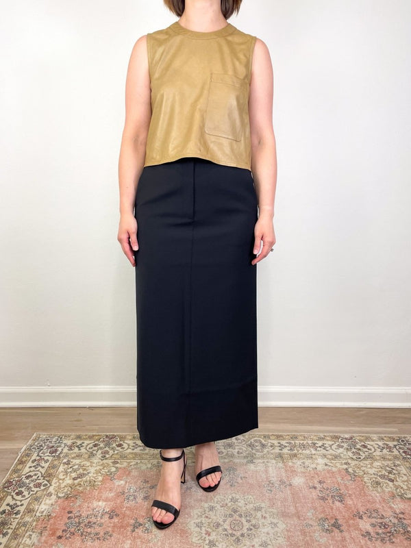 Tropical Wool Maxi Trouser Skirt in Black - The Shoe Hive