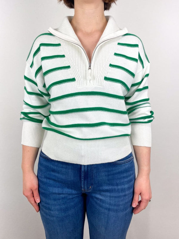 Troyer Sweater Stripes in Cream/Green - The Shoe Hive