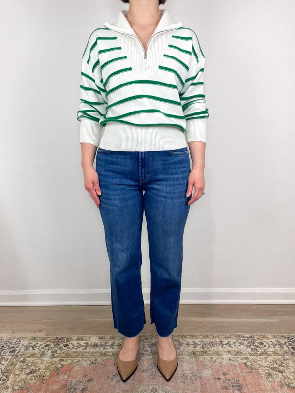 Troyer Sweater Stripes in Cream/Green - The Shoe Hive