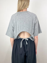 Tshirting SS Top w/ Shirred Back in Heather Grey - The Shoe Hive