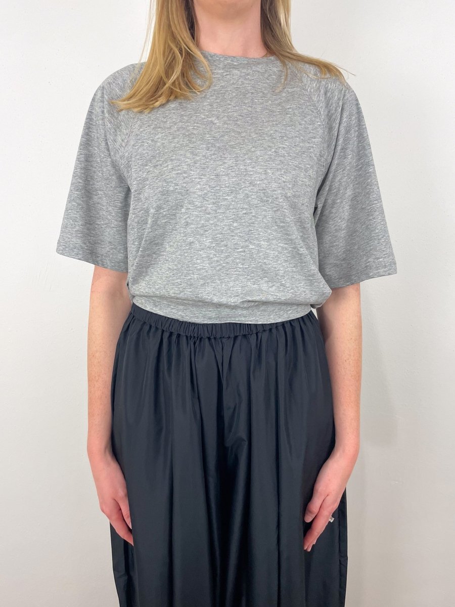 Tshirting SS Top w/ Shirred Back in Heather Grey exclusive at The
