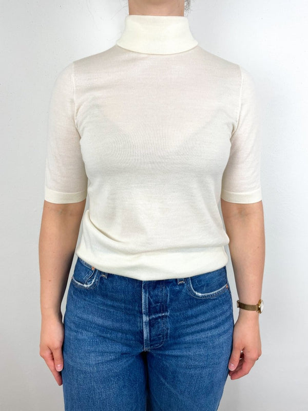 Turtleneck Sweater 1/2 Sleeve in Alabaster - The Shoe Hive