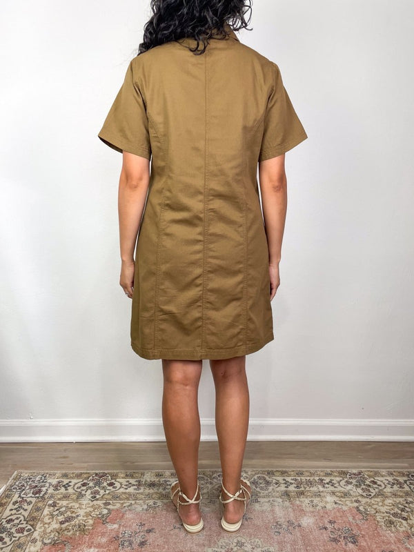 Twill Paneled Shirt Dress in Pecan - The Shoe Hive