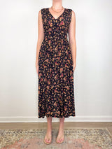 Ursula V-Neck Jersey Dress in Noir Floral - The Shoe Hive