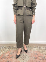 Utility Relaxed Tapered Pant w/Satin Piping in Army - The Shoe Hive