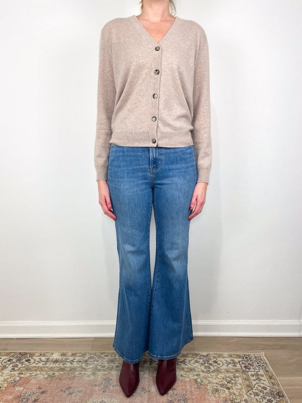 V - Cardigan in Mushroom Melange - The Shoe Hive