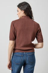V-Neck Elbow Sleeve Sweater in Java - The Shoe Hive