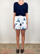 V - Neck Saddle Sleeve Sweater in Navy - The Shoe Hive