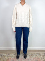 V - Sweater Cable Knit in Alabaster - The Shoe Hive