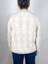 V - Sweater Cable Knit in Alabaster - The Shoe Hive