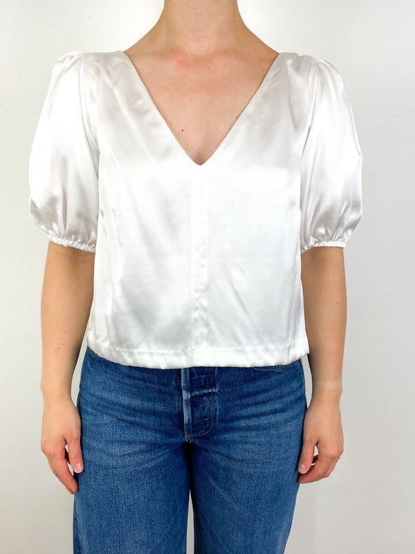 V Top in Ivory Silk - The Shoe Hive