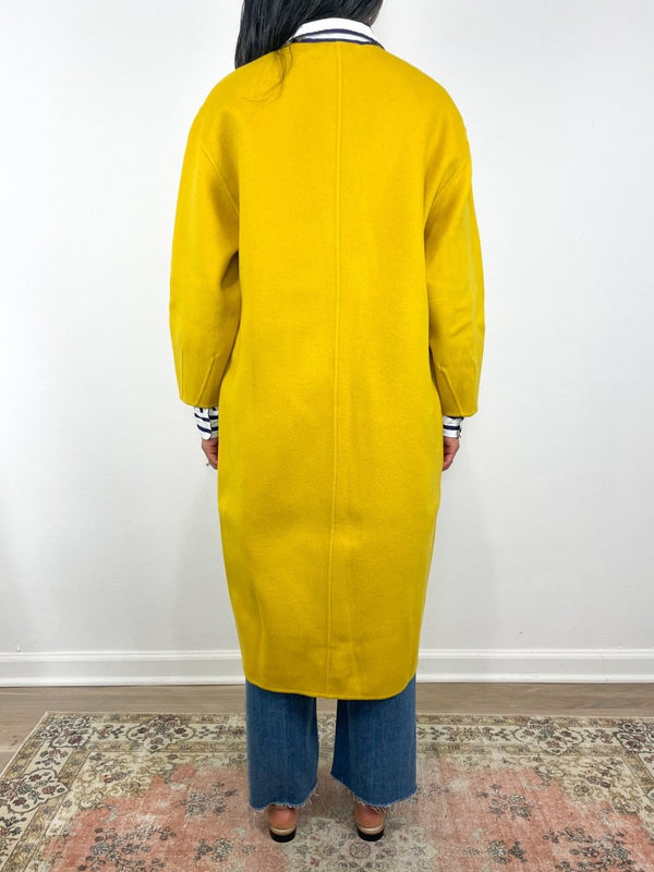 Valeria Coat in Harvest Yellow Double Face Wool Melton - The Shoe Hive