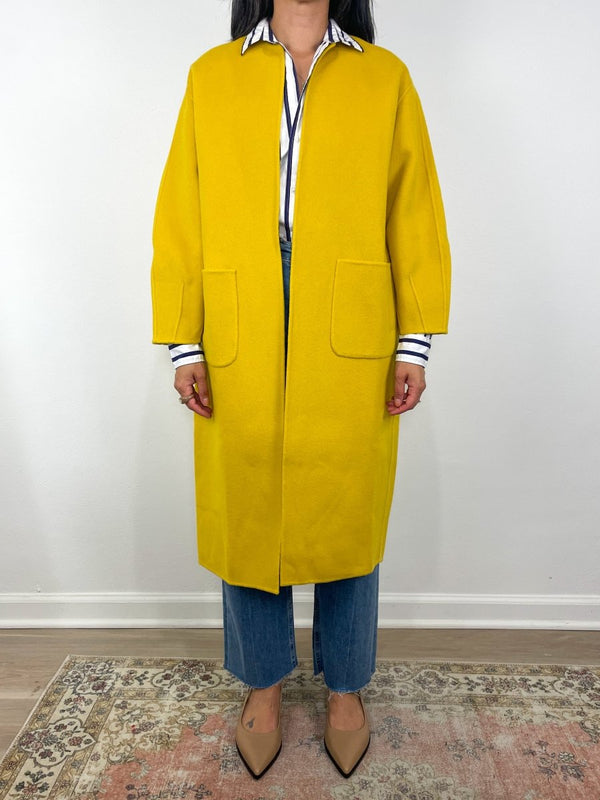 Valeria Coat in Harvest Yellow Double Face Wool Melton - The Shoe Hive