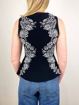 Vanna Jacquard Tank in Noir - The Shoe Hive