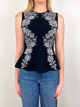 Vanna Jacquard Tank in Noir - The Shoe Hive