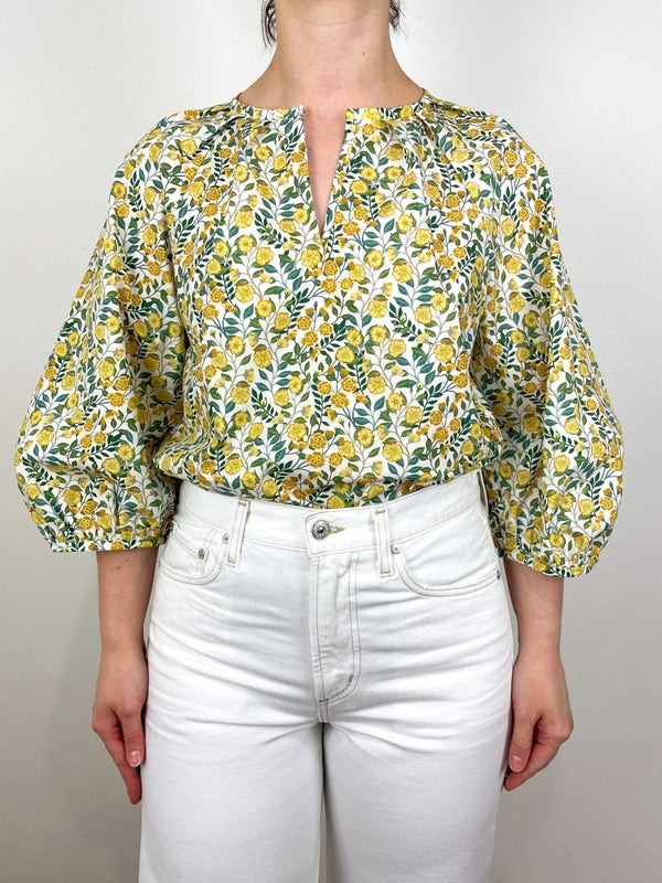Victoria Blouse in Gold Multi Viger's Vine Liberty Fabric - The Shoe Hive