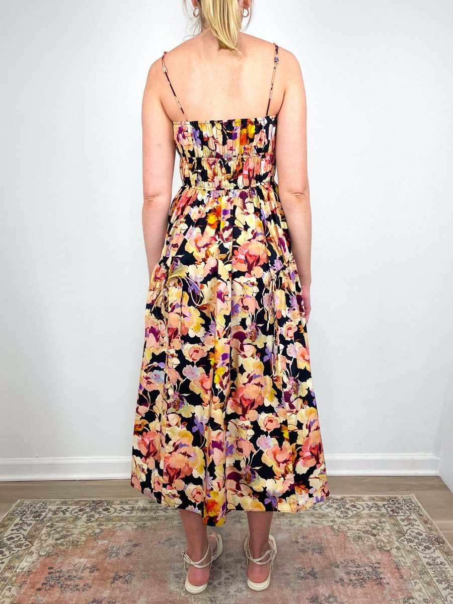 cotton cami midi dress Vidri Cotton Cami Dress in Night Bloom exclusive at The Shoe Hive