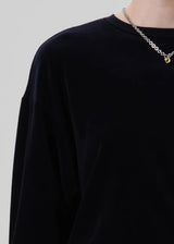 Vintage Plush Velour Crewneck in Dark Navy - The Shoe Hive