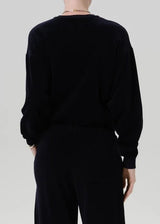 Vintage Plush Velour Crewneck in Dark Navy - The Shoe Hive