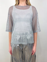 Viscose Metallic Mesh Easy T-Shirt in Silver - The Shoe Hive