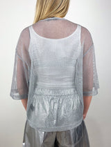 Viscose Metallic Mesh Easy T-Shirt in Silver - The Shoe Hive