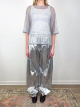Viscose Metallic Mesh Easy T-Shirt in Silver - The Shoe Hive