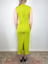 Viscose Plisse Sleeveless Bias Dress in Pea Pod - The Shoe Hive