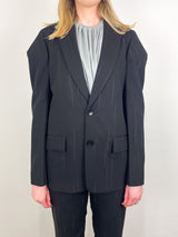 Viscose Suiting Hinged Sleeve Blazer in Black Multi - The Shoe Hive