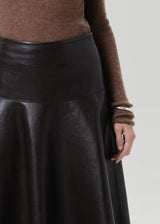 Vita Maxi Skirt in Chocolate Recycled Leather - The Shoe Hive