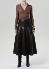 Vita Maxi Skirt in Chocolate Recycled Leather - The Shoe Hive