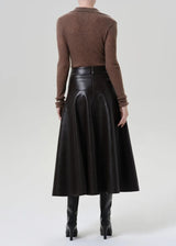 Vita Maxi Skirt in Chocolate Recycled Leather - The Shoe Hive