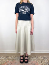 Vita Maxi Skirt in Recycled Leather in Chalk Grey - The Shoe Hive