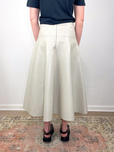 Vita Maxi Skirt in Recycled Leather in Chalk Grey - The Shoe Hive
