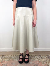 Vita Maxi Skirt in Recycled Leather in Chalk Grey - The Shoe Hive