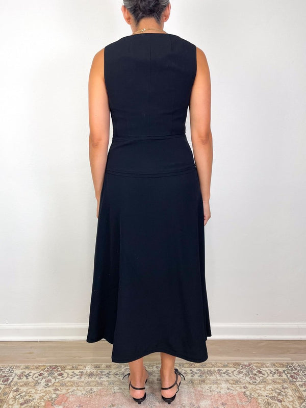 Vivi Sweetheart Neckline Midi Dress in Noir - The Shoe Hive