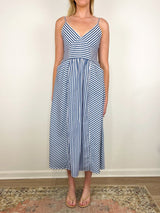 Vivien Dress in Optic White/French Blue - The Shoe Hive