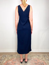 Walker V-Neck Dress in Navy - The Shoe Hive