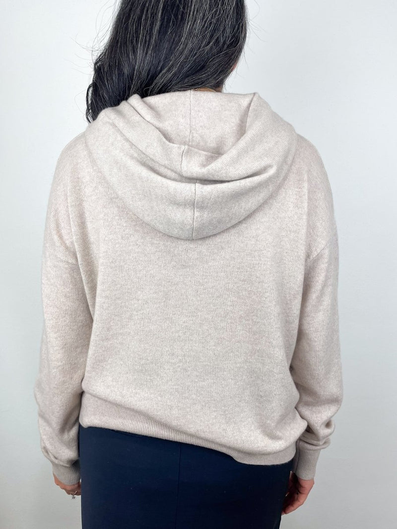 Washable Cashmere Easy Mens Hoodie in Oatmeal Melange - The Shoe Hive