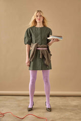 Washed Twill Full Sleeve Shirt Dress in Juniper - The Shoe Hive