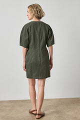 Washed Twill Full Sleeve Shirt Dress in Juniper - The Shoe Hive