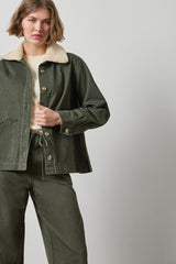 Washed Twill Pleat Back Jacket in Juniper - The Shoe Hive