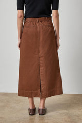 Washed Twill Utility Skirt in Chestnut - The Shoe Hive